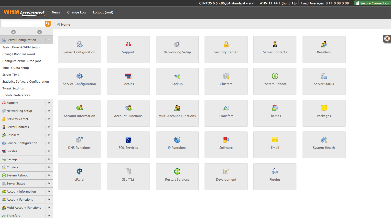 WHM WebHost Manager interface